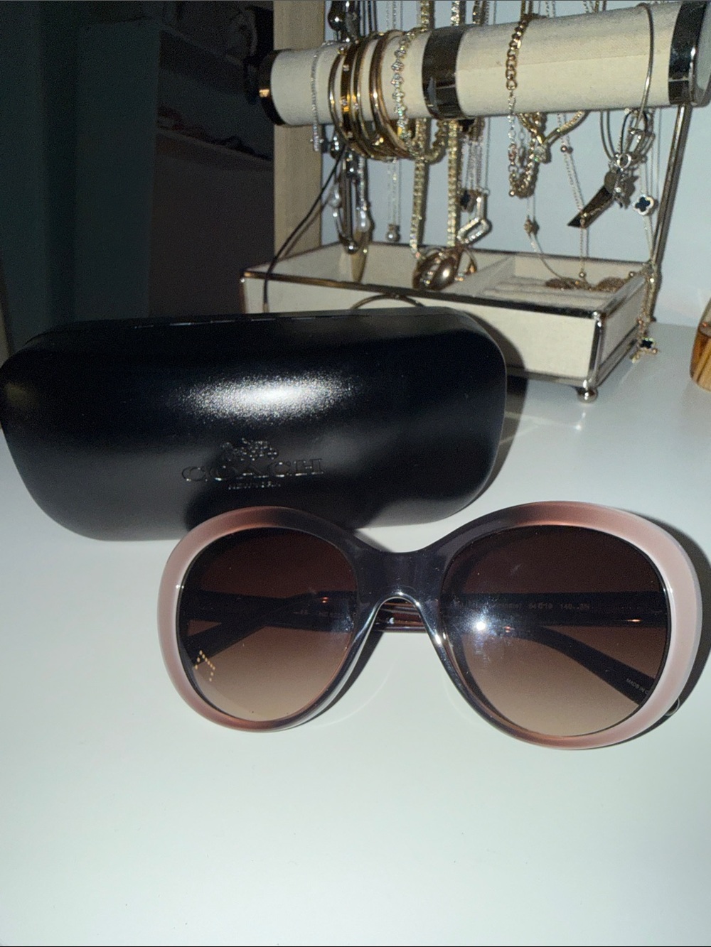 Coach Women's Oversized Round Sunglasses in Pink/Brown